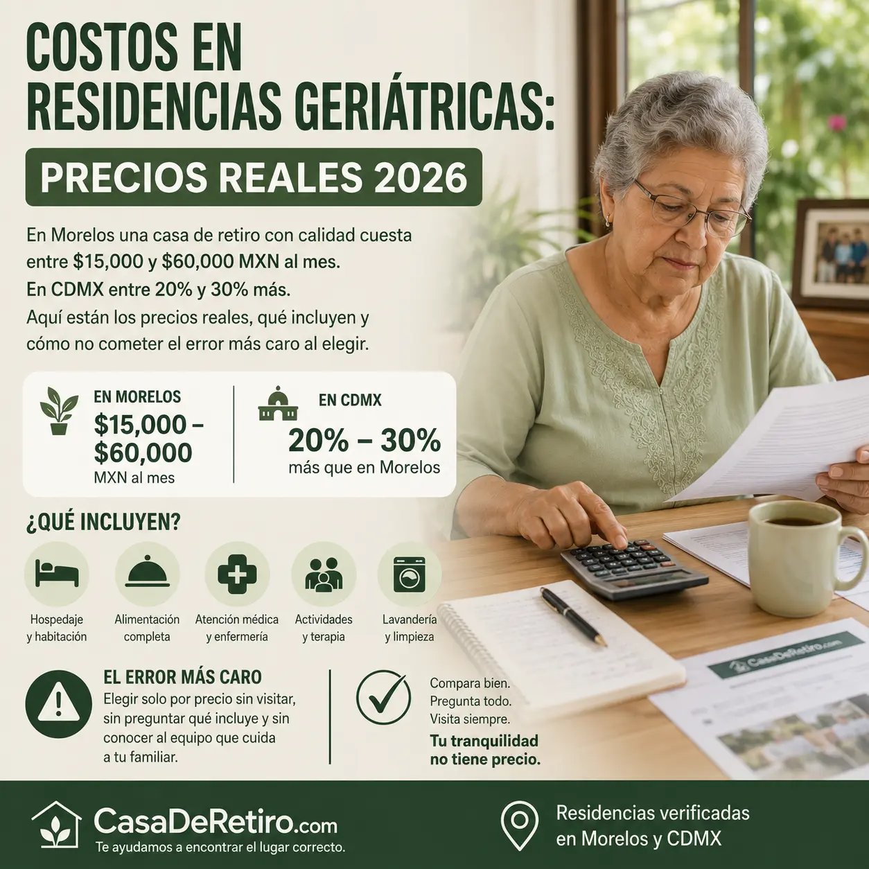 ¿Cuánto cuesta una casa de retiro en México? Precios reales en 2026